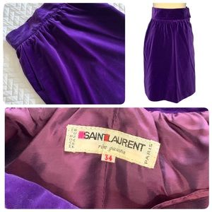 Yves Saint Laurent rive gauche (YSL) vintage purple velvet skirt, XS